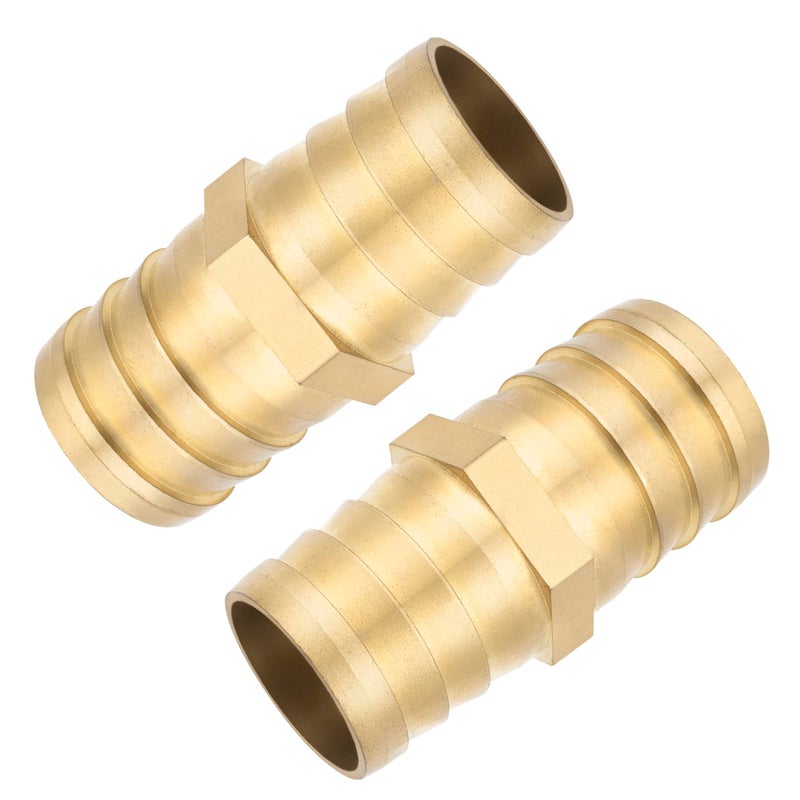Yoebor Brass Hose Barb Fitting 1" Barb x 1" Union Splicer Mender 25mm Hose ID, 39mm-62mm Length (Pack of 2) - Image 1